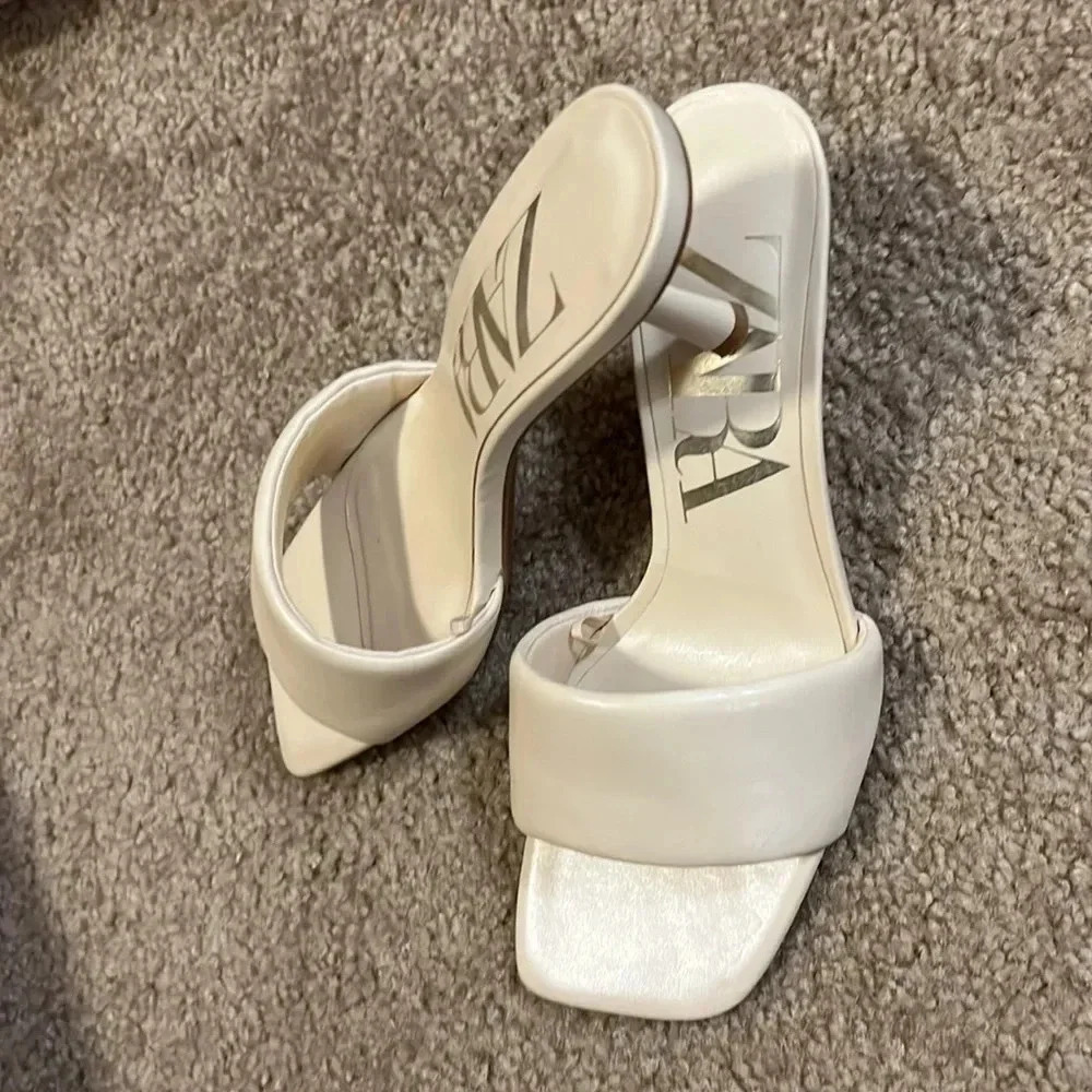 Zara leather heeled mules - Picture 3 of 3